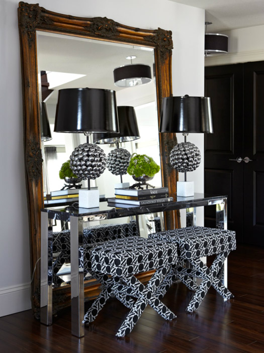 black accents in an entryway