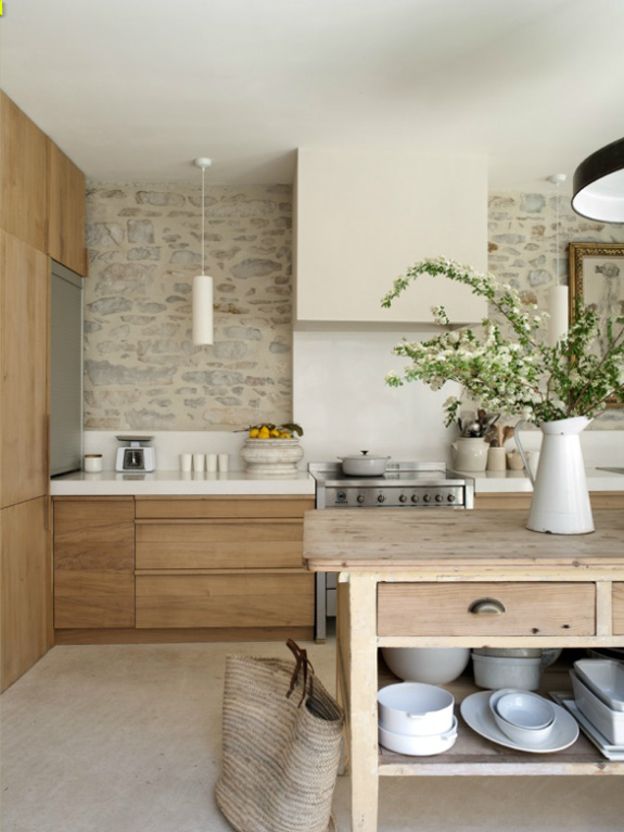 beautiful stone walled kitchen