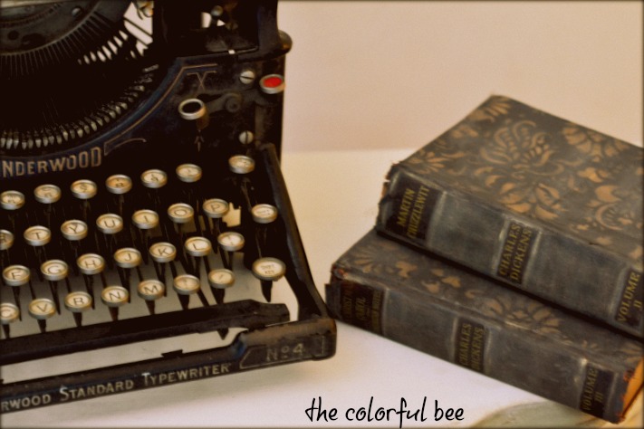 Miss Mustand Seed's Typewriter Milk Paint on an old book with a Royal Design Studio stencil