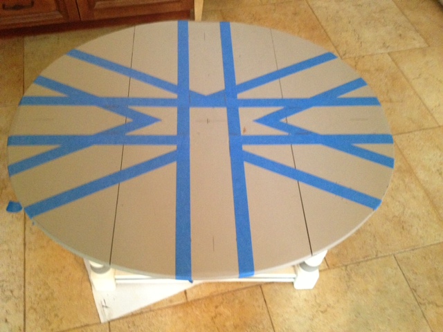 Union Jack table with taped design