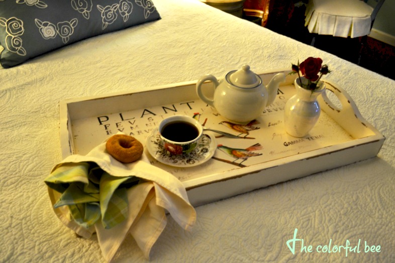 breakfast tray on bed