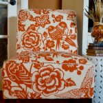 modern orange and cream patterned chair