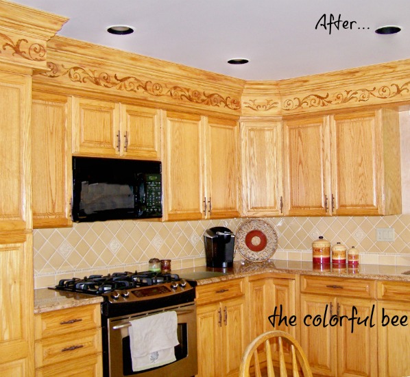 how to alter kitchen soffits with faux woodgraining