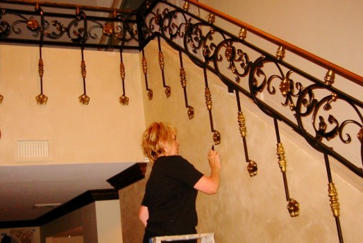 custom finish on a custom wrought iron staircase