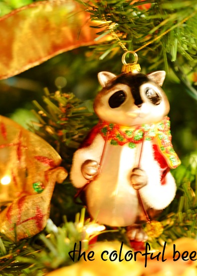 Racoon ornament in Christmas tree
