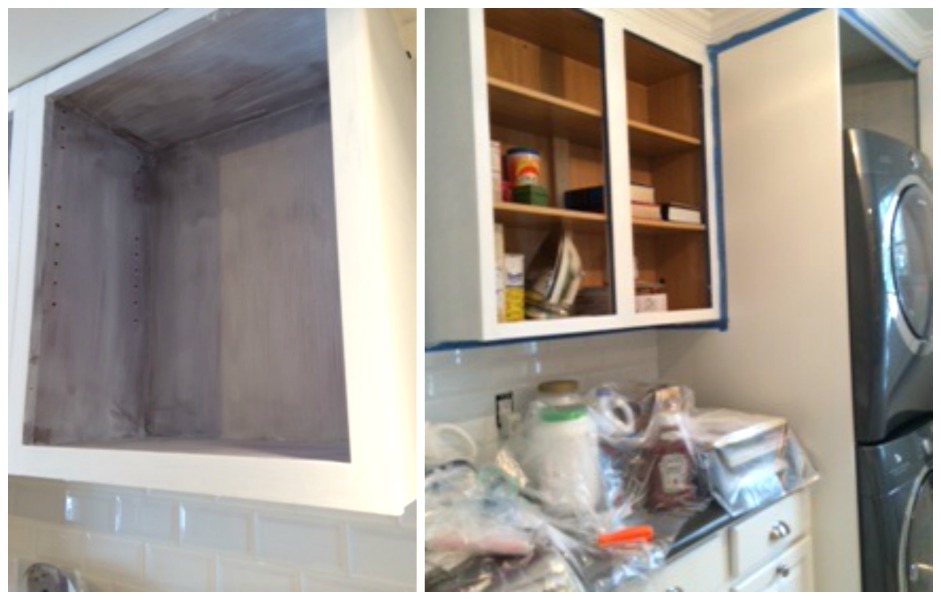 during the painting of the cabinetry with Annie SLoan Chalk Paint