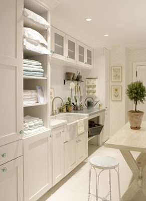 laundry room with potting table